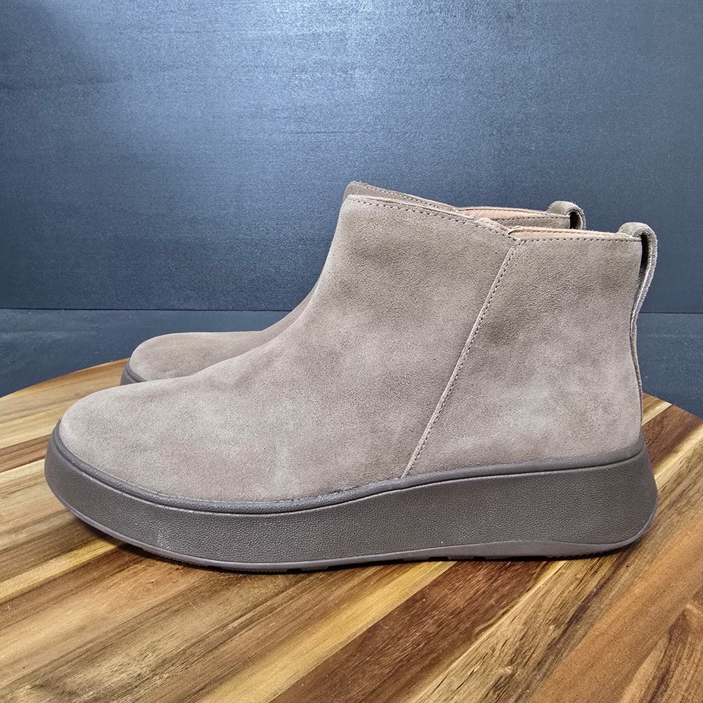 FitFlop Sumi Ankle Boots Womens 11 Taupe Suede Zip Wedge Platform GM3-A76 Boots